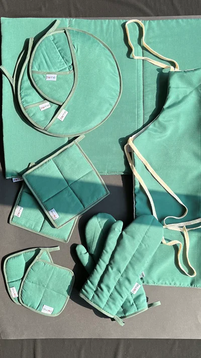 سرویس پارچه ای آشپزخانه مینیمال رنگ سبز