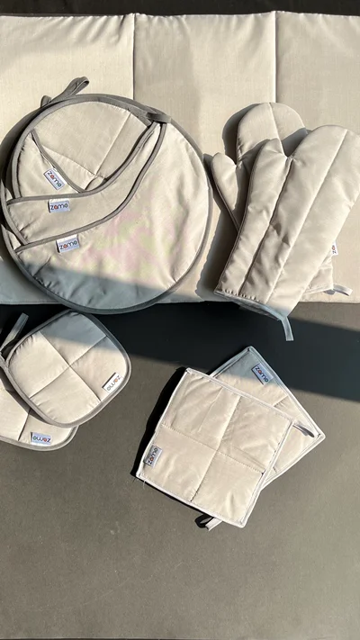 سرویس پارچه ای آشپزخانه مینسمال رنگ طوسی روشن