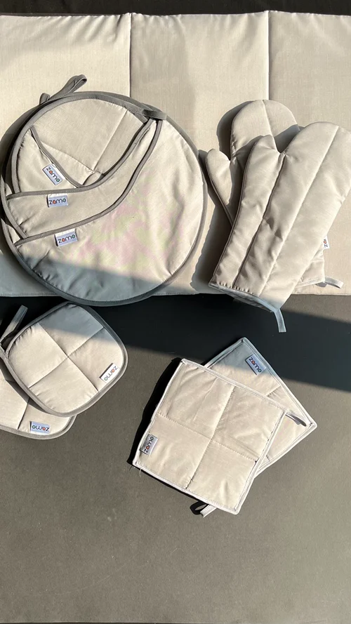 سرویس پارچه ای آشپزخانه مینسمال رنگ طوسی روشن